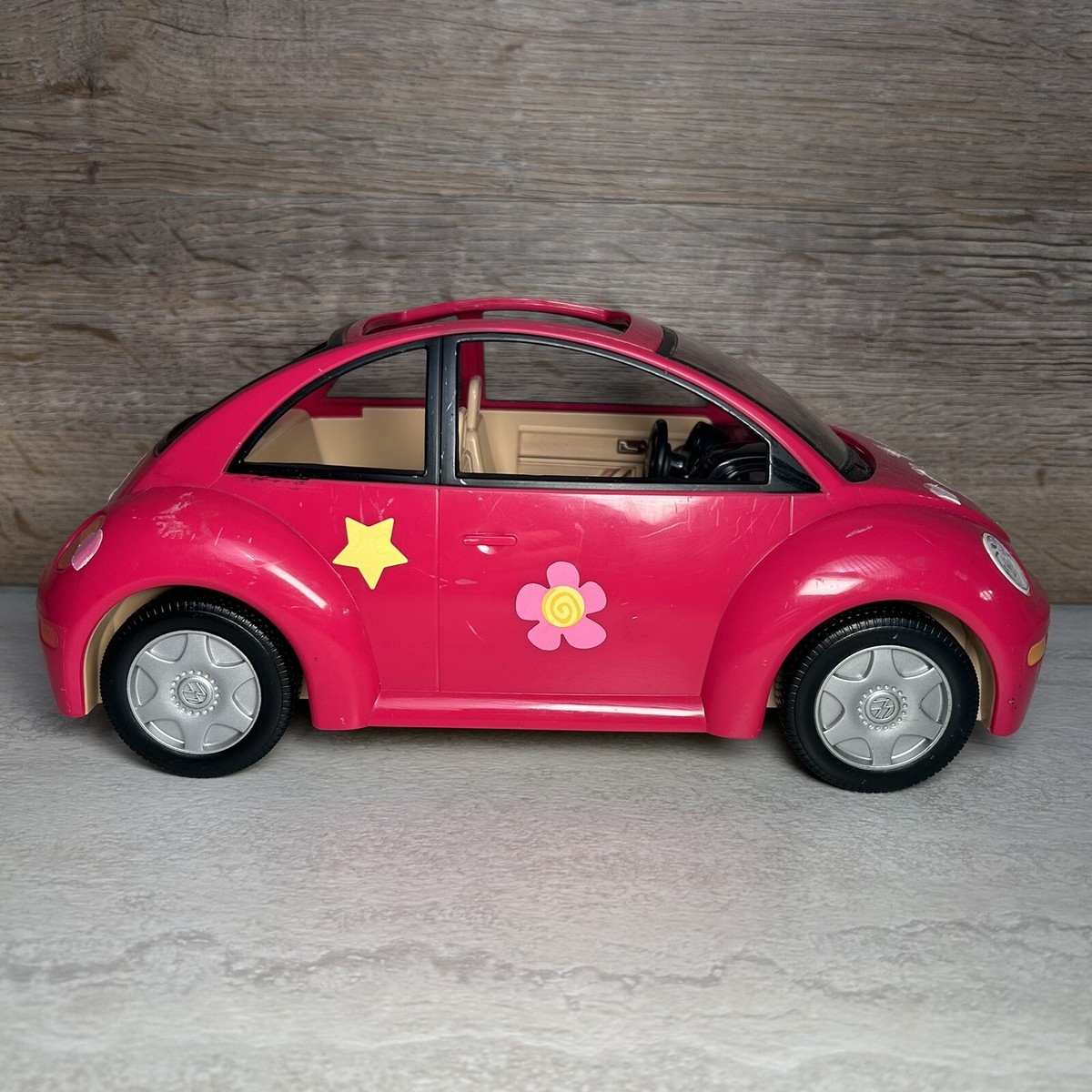 Barbie Volkswagen Beetle Bug Hot Pink Car Mattel 2000 With Flower