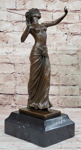 Graceful Bronze Dancing Nude Woman Elegant Art Nouveau Sculpture on Marble Base - Picture 4 of 10