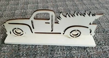 Truck with Tree Wood Christmas Shelf Sitter Decoration 8" Laser Cut 
