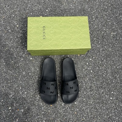 Black Gucci Monogram Slides Size 10 lightly used with box  display picture 2