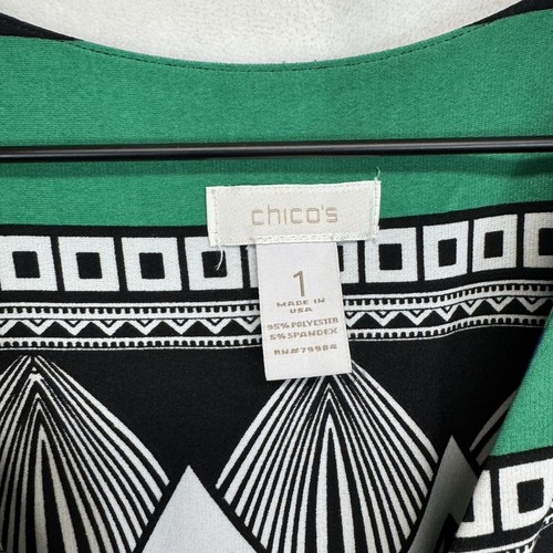 Chico’s Dress Size 8 Women Katrina Abstract Tribal Jersey Maxi Knotted V Neck - Picture 3 of 7
