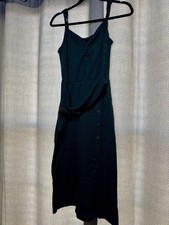 Green Sweater Midi Dress with Brown Buttons