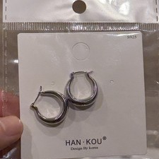 round hoop earrings, silver