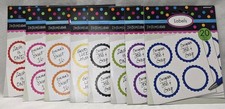 8 Packs 2" Labels Various Colors 20 Blank Labels In Each Pack New Factory Sealed