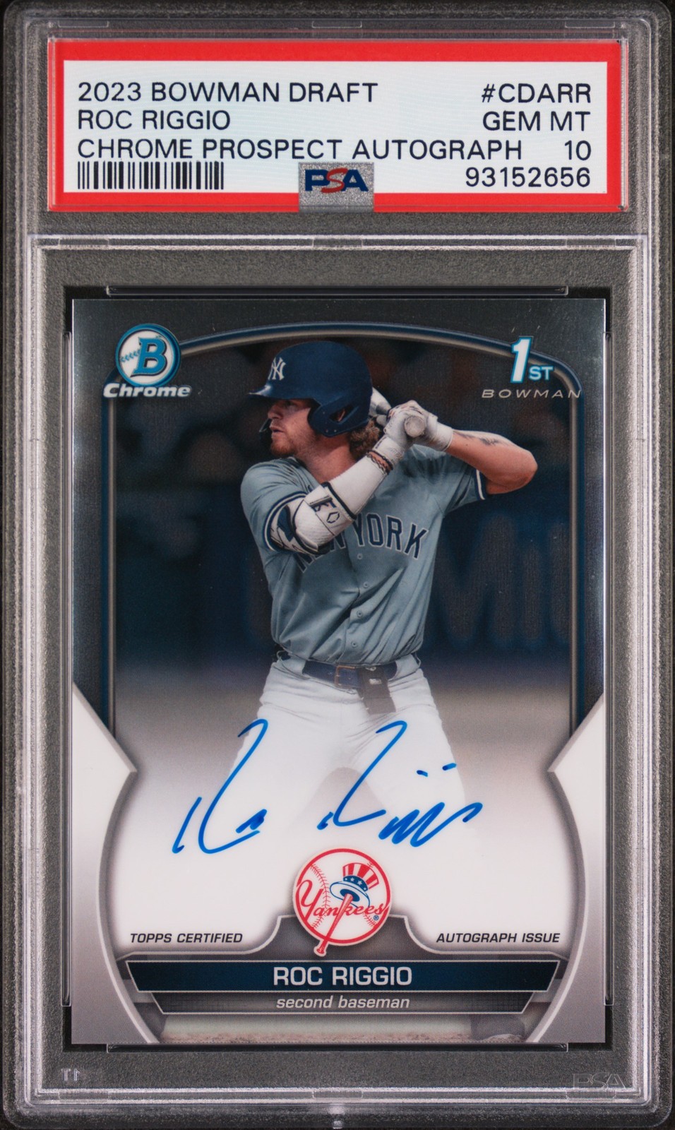 2023 BOWMAN DRAFT CHROME PRSPCT AUTO #CDARR ROC RIGGIO PSA 10