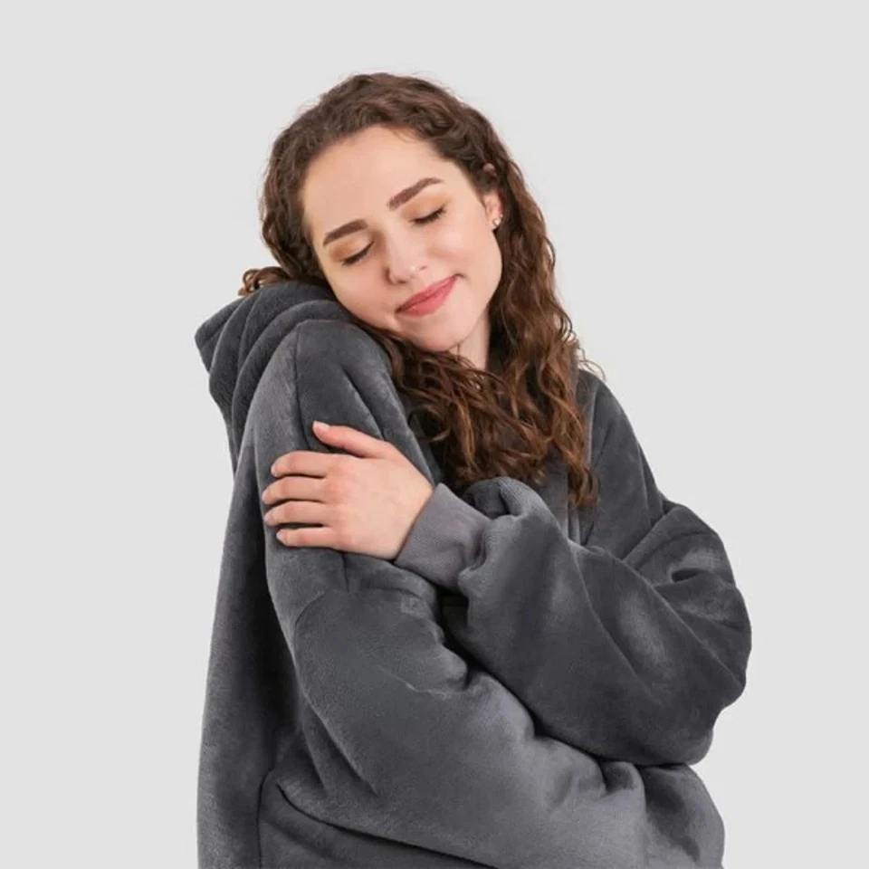 Hoodie Oversized Blanket Sherpa Fleece Extra Large Giant Hooded Sweatshirt Adult - Image 4 of 4