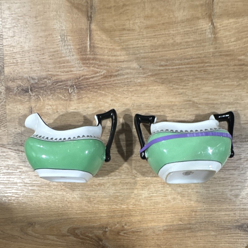 Crafton China Creamer & Sugar Set China Green/White/Black 2pc RAJ