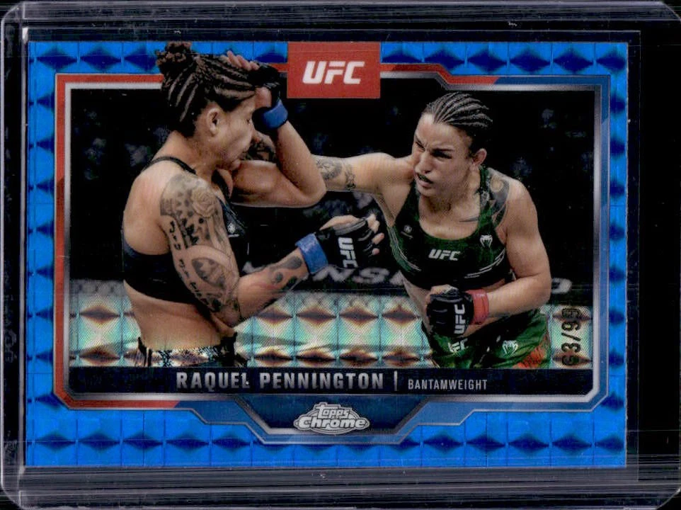 2025 Topps UFC Chrome Raquel Pennington Blue Geometric Refractor #/99