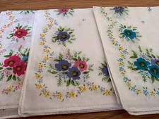3 Vintage Taschent&uuml;cher Baumwolle Blumen - unbenutzter Zustand