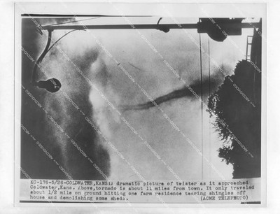 o36120 circa 1955 orig photo historic Coldwater Kansas suffers destruction natur