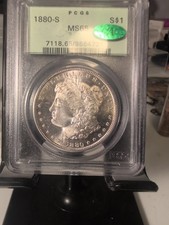 1880 S Morgan Silver Dollar MS 65 CAC Certified Green label PCGS