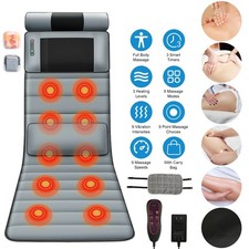 Full Body Electric Massage Mat with Heat Vibration Shiatsu Neck Massager Pillow