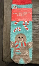 Bath & Body Works Shea Infused Lounge Socks Gingerbread Man Non Slip New