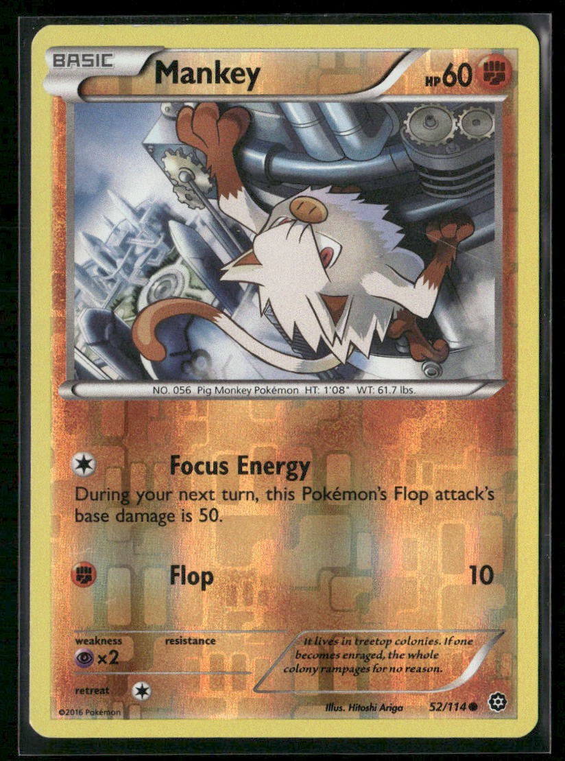 Mankey XY - Steam Siege 52/114 Reverse Holo NM