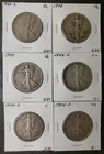 Lot of Six 50c Walking Liberty Silver Half Dollars
