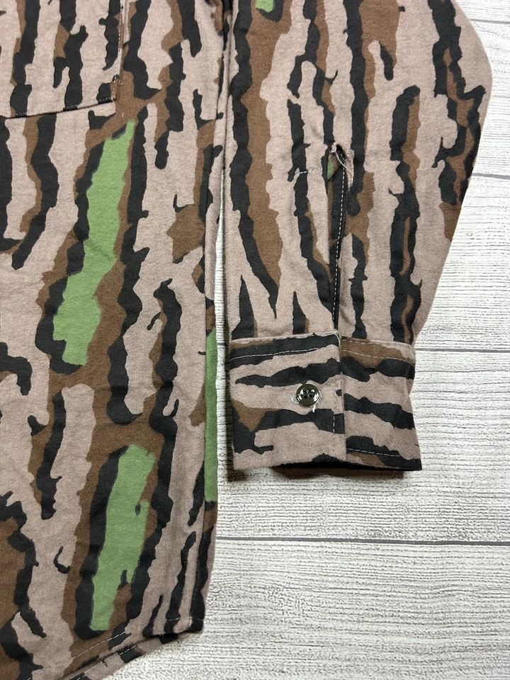 Vintage DUXBAK Camo Chamois Flannel Shirt Men's Medium Trebark Green Leaf - Image 2 of 4