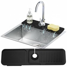 24 Silicone Faucet Mat For Kitchen Sink, Sink 24" x 5.7", Black