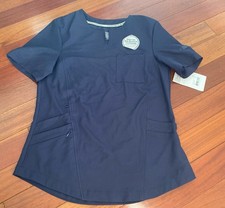 ClimateRight by Cuddl Duds Women's Stretch Woven Scrub Top Navy Size XS NWT