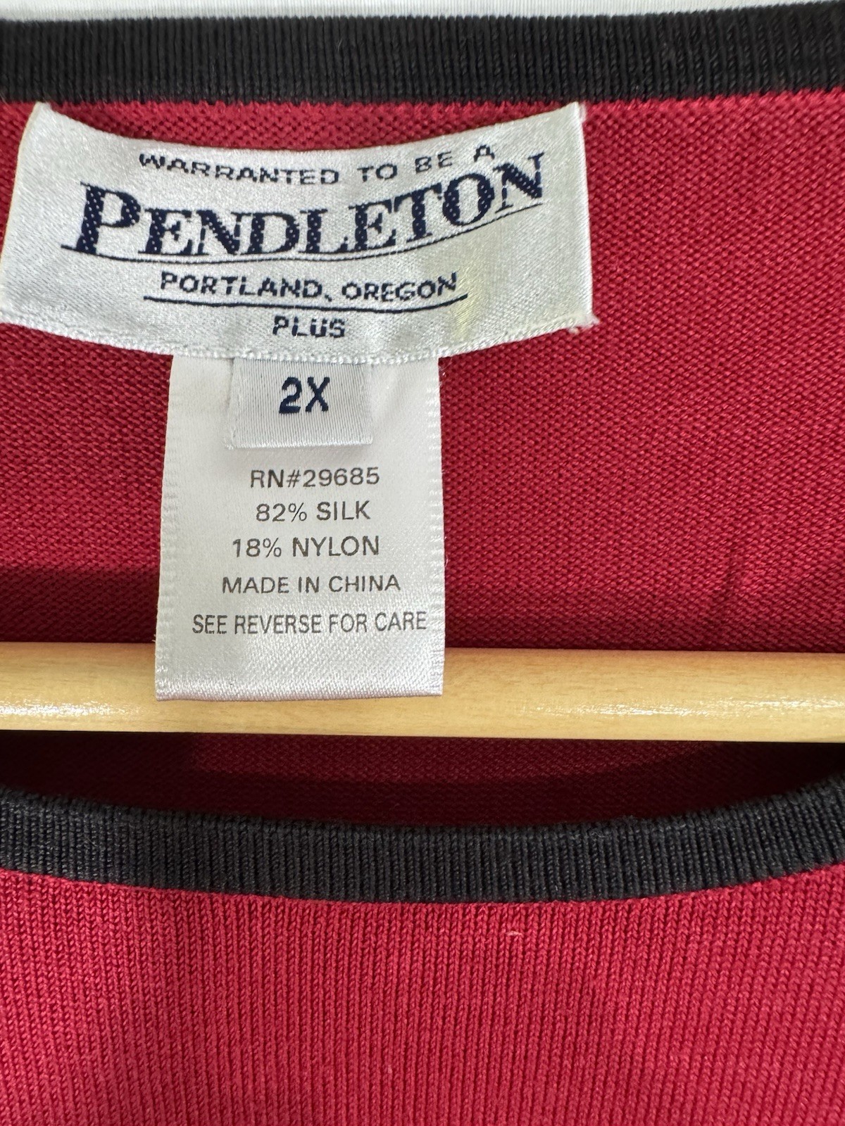 pendleton Red Black Pullover With Embroidery Silk… - image 7