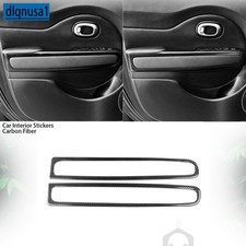 2pcs Real Carbon Fiber Interior Front Door Panel Cover Trim For Kia Soul 2014-19