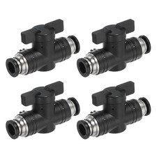 4 Pcs 8mm 3/10" Push to Connect Fittings Ball Valve, Black