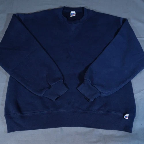 Vintage Russell Sweatshirt Crewneck Size L Navy Blue Y2K Blank Essential - product listing photo