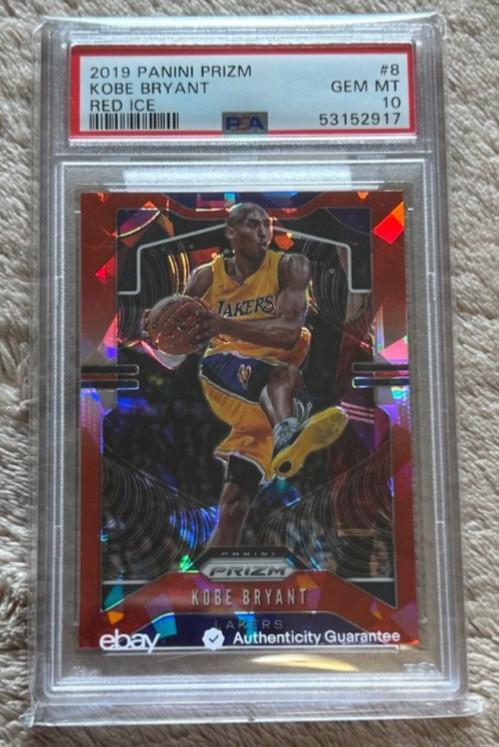 2019-2020 Panini Prizm Kobe Bryant Red Ice #8 Last Year KOBE PSA 10 POP 181
