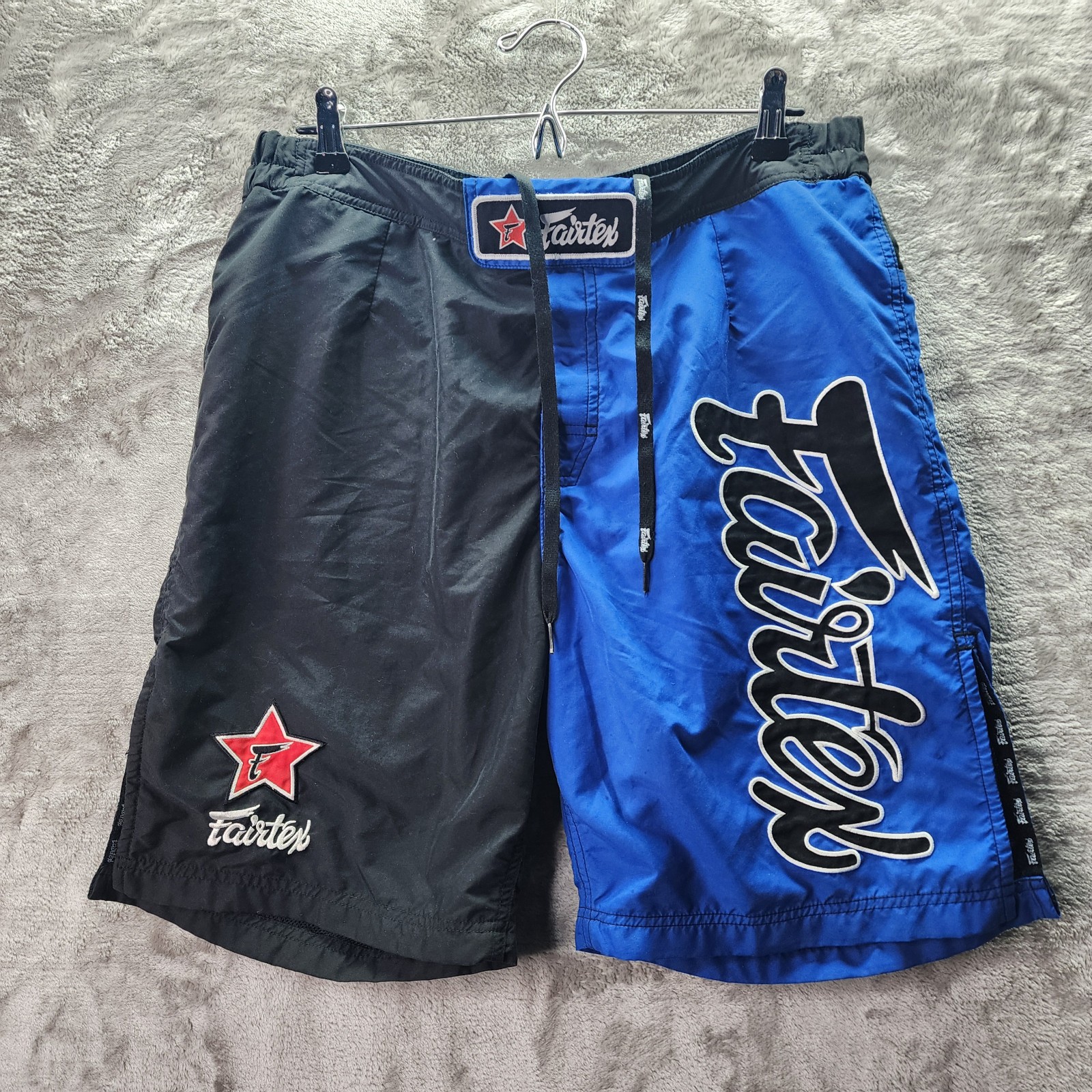 Fairtex muay thai shorts large blue black mma training fight gear