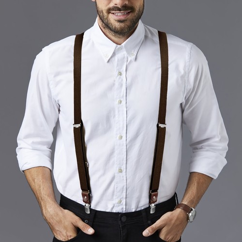 Buyless Fashion 2 Pack Suspender Men 48" Elastic Adjustable Strap 1 1/4" Y Shape - Picture 28 of 84
