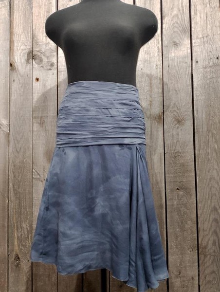 Women Akris Skirt Grey Silk 34 / XS / 42