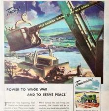1944 GM Diesel Power Advertisement WW2 Era Industrial Agriculture War Bond DWP7A