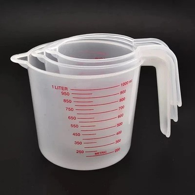 250/500/1000ml 3er Set Messbecher Kanne Klar Backen Küche Set Mehl Wasser