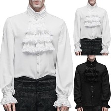 New Men Shirt Gothic Ruffled Medieval Blouse Vampire Victorian Renaissance Tops