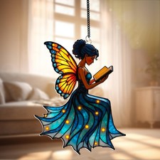Butterfly Fairy Reading Book Acrylic Suncatcher,Butterfly Suncatcher Window Hang