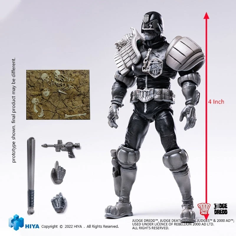 Экшн-фигурка Hiya Toys Judge Dredd черно-белая Judge Dredd 4,25 дюйма (масштаб 1:18) - Изображение 3 из 4