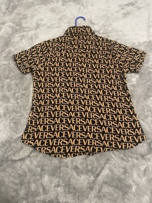 versace short sleeve dress shirt Versace Barocco Jacquard Chambray Denim Shirt, Male, Blue+print, 58