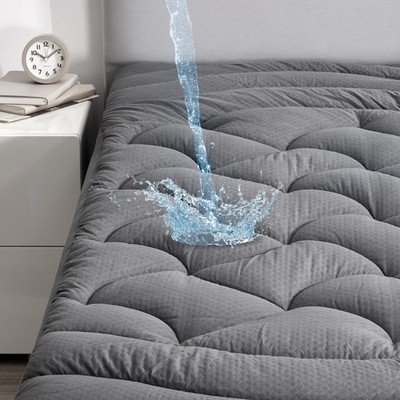 SLEEP ZONE Grey Queen Waterproof Mattress Pad, Premium Soft Embossed Mattress...