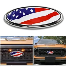 9 inch For Ford F-150 F-250 Car Front Grille Tailgate Emblem US Flag Oval Badge