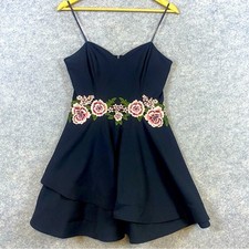 B Smart Dress Size 13 Black Floral Fit & Flare Layered Strapless Party Event