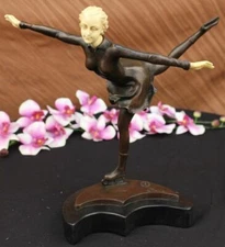 Handmade Collectible Signed Artwork Woman Bronze Lost Wax Sculpture Figurine Art