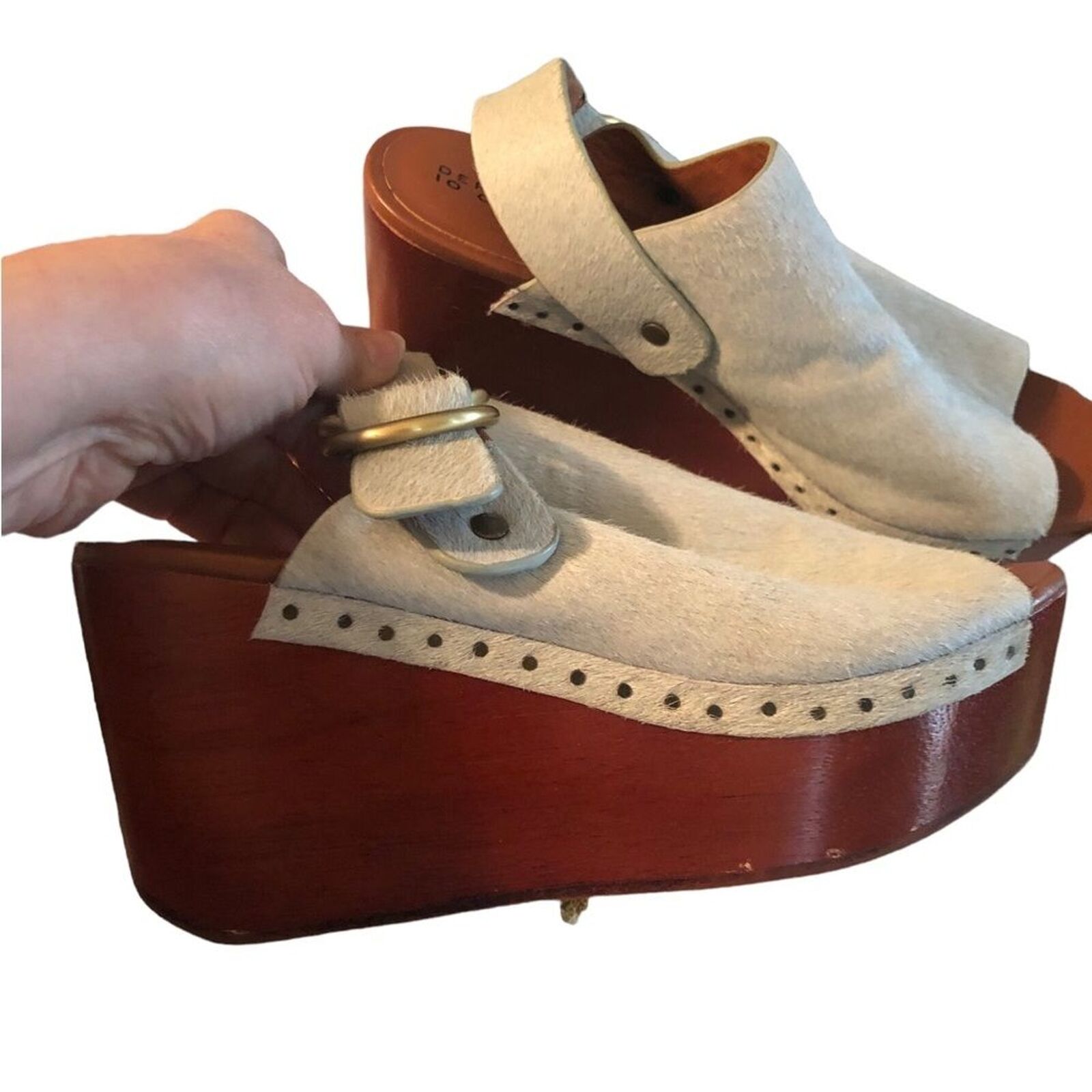 10 Crosby Derek Lam 'Fiona' Wooden Platform Sling… - image 2
