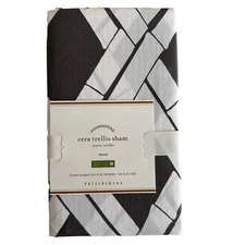 Pottery Barn Euro Pillow Sham Gray Cera Bamboo Trellis NWT 26x26 Foundations
