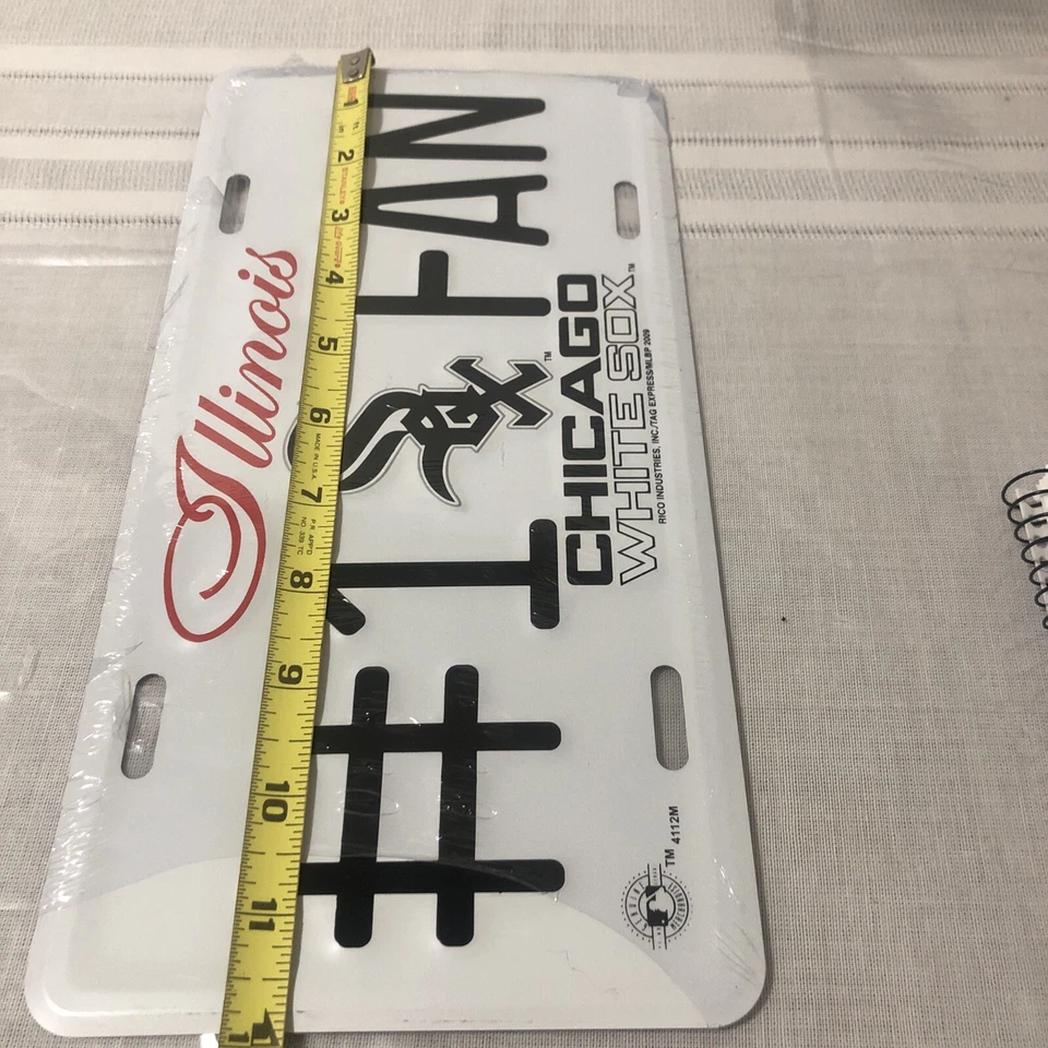 CHICAGO WHITE SOX METAL #1 SOX FAN LICENSE PLATE WHITE 6" X 12" NEW - Image 3 of 4