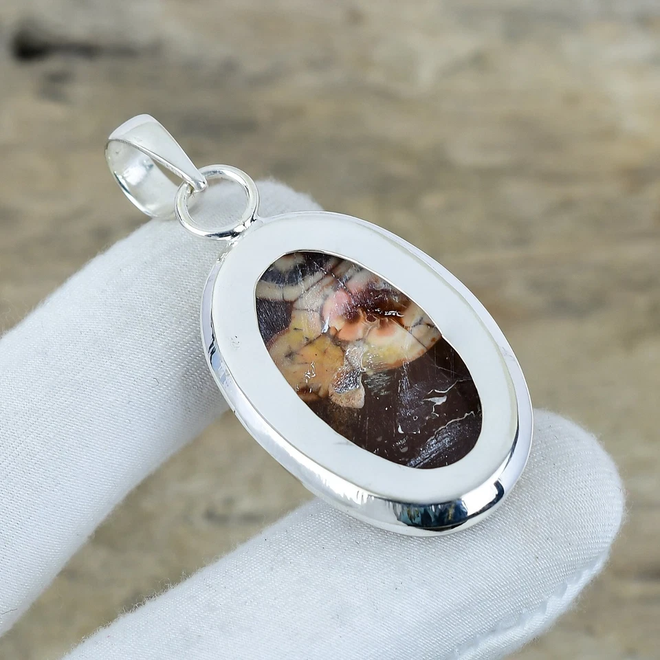 Naturale Uccello Occhio Diaspro Gemma Ciondolo 925 Argento Per Compleanno Regali - Immagine 4 di 4