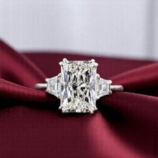 Diamond Wedding Ring 3.75 Ct IGI Lab Grown Radiant Cut 14k White Gold E F VS