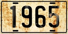 Dodge, Ford or Chevrolet antique vehicle 1965 Weathered License plate