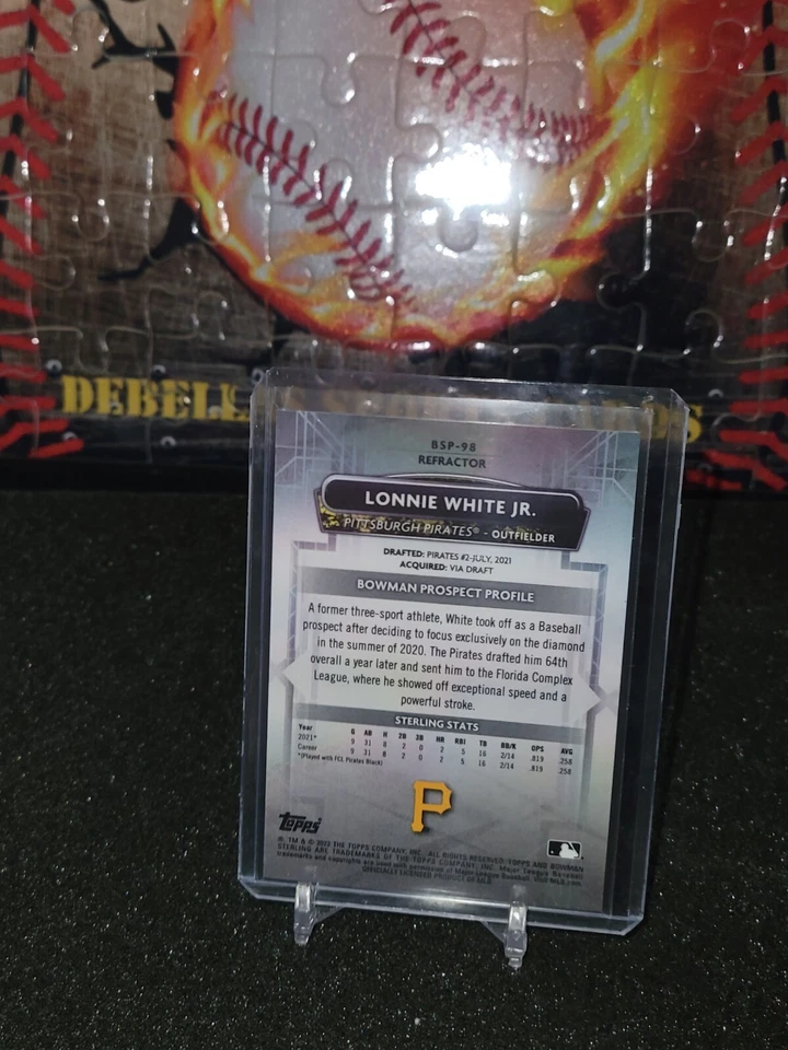 2022 Bowman Sterling Prospect  #BSP-98 Lonnie White Jr. Refractor  /199 Pirates - Image 2 of 2