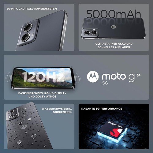 Motorola Moto G34 5G Smartphone 6,53"-Hd 4GB/128GB, Android 14 Charcoal Black - Bild 3 von 6