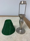 Pottery Barn Candle Holder Lamp Green Beaded Shade Silver Base — photo 5