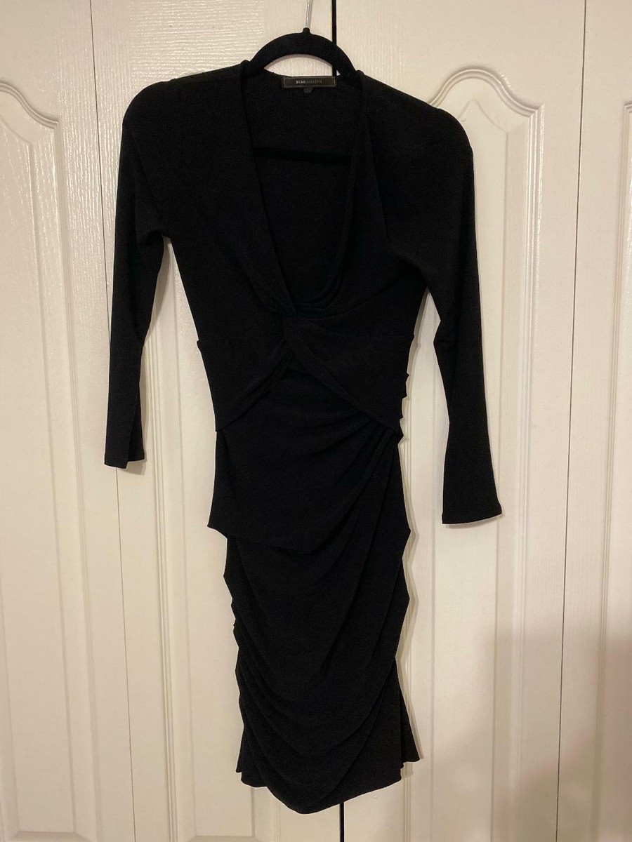 bcbg black dress long sleeve maxazria women's longsleeve cinched size small it offers a polished collar:Spread 18 dresses that reveal SIZE:XL / 10-12